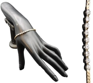 Marked 14k Gold and Diamond Bracelet - Gross 7.6 g.