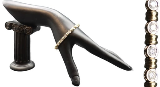 Marked 14k Yellow and White Gold and Diamond Bracelet - Gross 17.3 g.