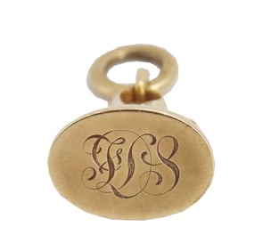 14k Gold Engraved Watch Fob - 9.9 g.