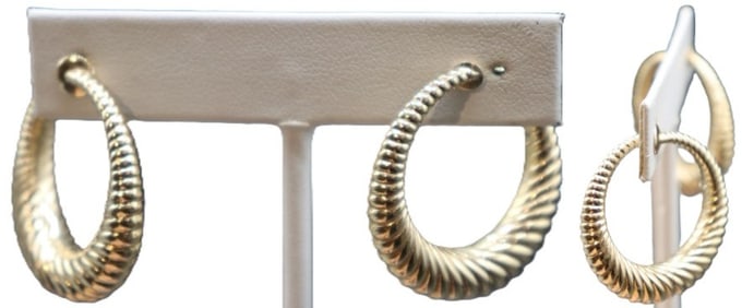 Marked 14k Gold Earrings - Gross 9 g.