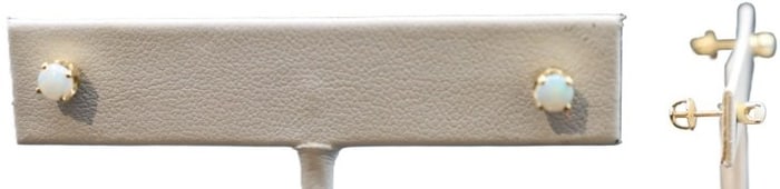 Pair of Marked 585 (14k) Gold and Opal Stud Earrings - Gross 1 g.