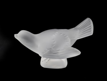 French Lalique Frosted Crystal Sparrow Figurine