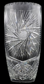 Vintage Etched Crystal Starburst Vase