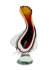 Italian Murano Sommerso Style Art Glass Fish Sculpture