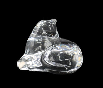 French Baccarat Clear Glass Cat
