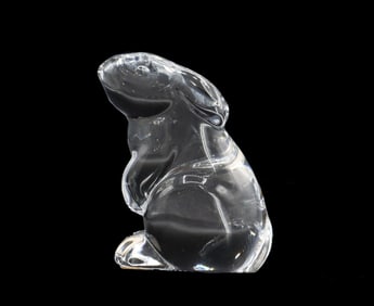 Baccarat Clear Glass Rabbit Paperweight