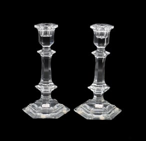 (2) Baccarat Glass Candlesticks