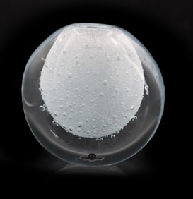 Swedish Strombergshyttan Glass Paperweight with Controlled Bubbles