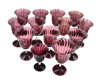 (13) Carder Steuben Amethyst Goblets