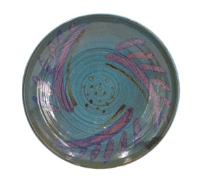 Large Mid-Century Modern Studio Glazed Pottery Plate
