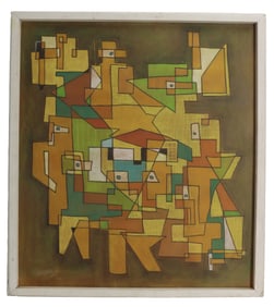 Gilbert "Magu" Lujan (1940-2011) Chicano American, 1960 Oil on Board, Abstract Painting with