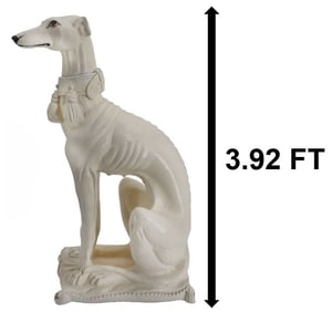 White Plaster Greyhound Statue