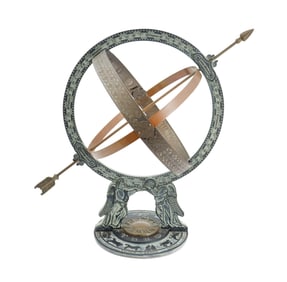 Virginia Metalcrafters 1997 Copper and Cast Metal Armillary Sphere Sundial