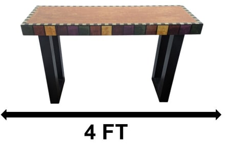 Modern Patchwork Wood and Resin Console Table