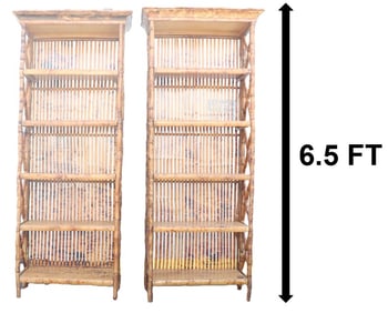 Pair of Matching Faux Bamboo Bookcases