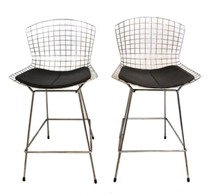 After Harry Bertoia (1915-1978) Italian/American, Pair of Chrome Bar Stools