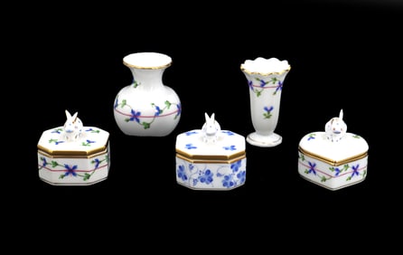(5) Hungarian Herend Porcelain Hand Painted Decorative Objects