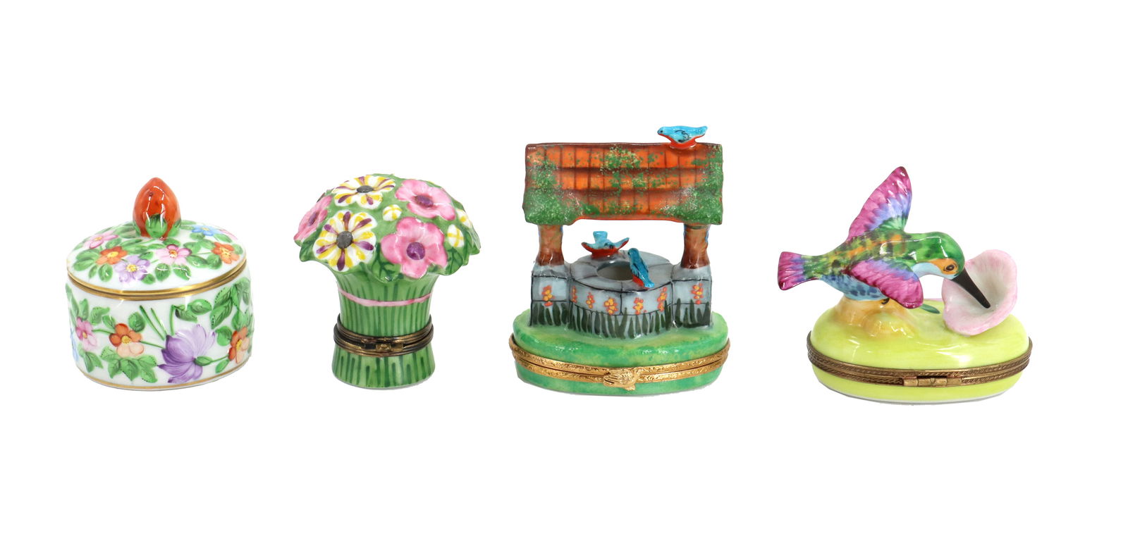 (3) Limoges Porcelain and (1) Herend Hand Painted Miniature Boxes with Floral Themes (1 of 14)