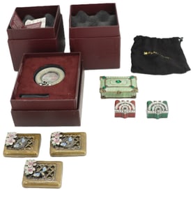 Collection of 7 Michael Hero Swarovski Crystal & Enameled Pill Boxes / Frames