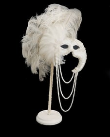 Venetian Masquerade Embroidered Mask on Stand