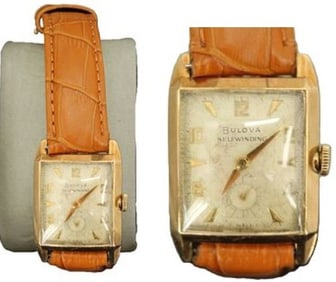 Bulova 10k Rolled Gold Plate Wristwatch with Leather Band - AS IS