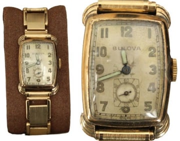 Bulova Goldtone 17 Jewels Steel Wristwatch with Stretch Stainless Band - AS IS