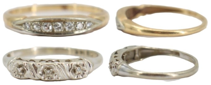 (2) 14k Gold and Diamond Rings - Gross 2.5 g.