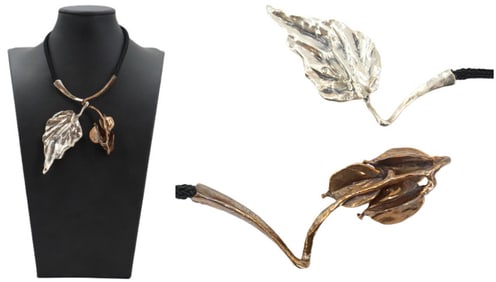 Clifton Nicholson Sterling Silver, Metal, and Cord Necklace - Gross 2.555 ozt.