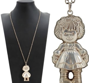 Vintage Sterling Silver Raggedy Ann Pendant - Gross 0.705 ozt.