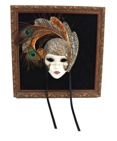 Mounted Venetian Carnival Porcelain Mask