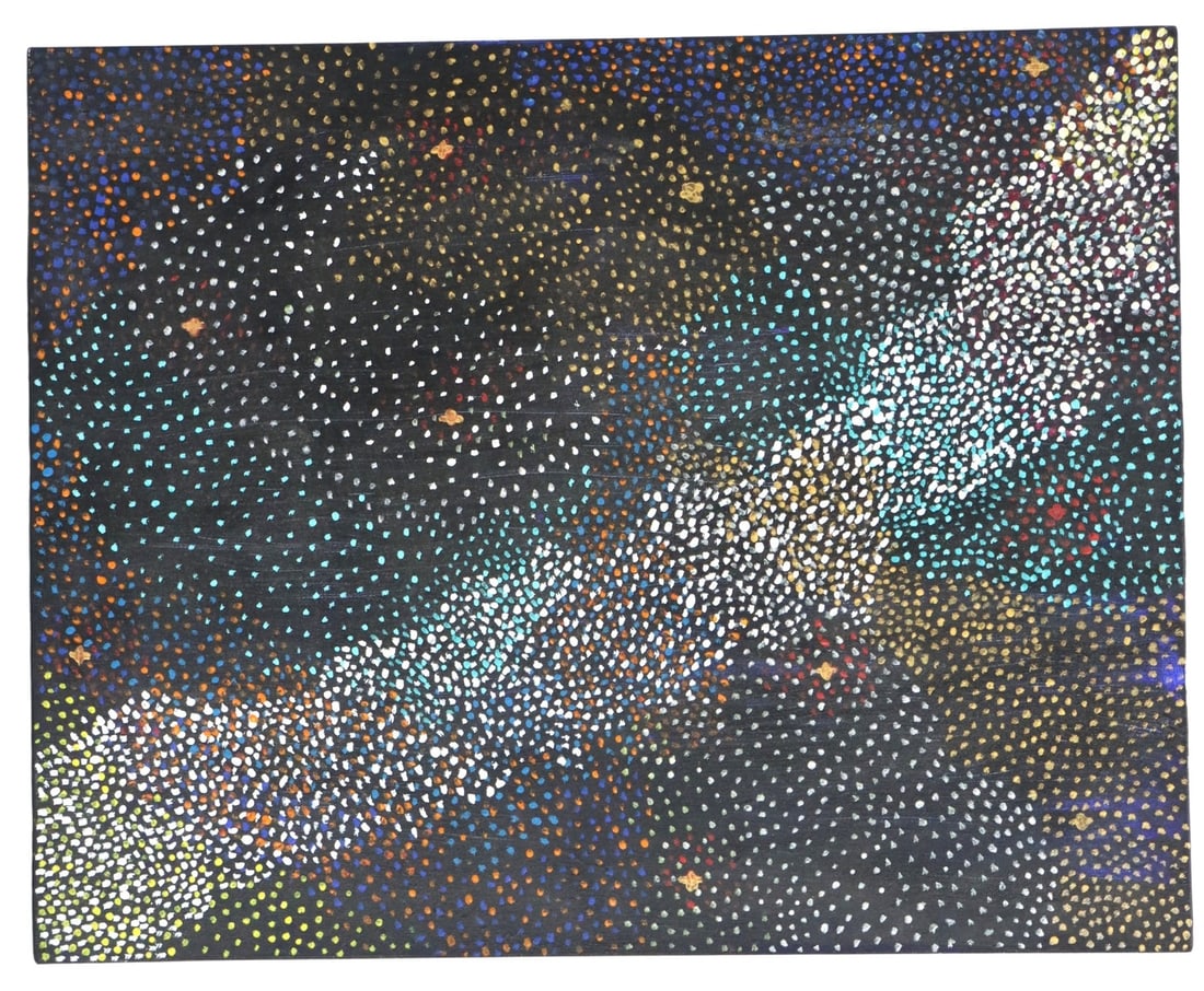 Yasuke Umemura in the Style of Yayoi Kusama, Acrylic on Canvas: Yasuke Umemura in the Style of Yayoi Kusama, Acrylic on Canvas. Signed on the reverse and dated 2003. Size: 16 x 20 in. 