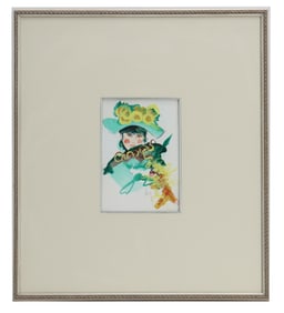 Signed Van Small Watercolor Portrait of Audrey Hepburn