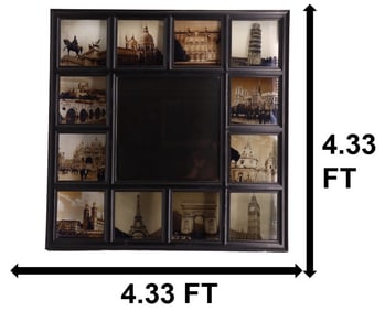 Mirror with Twelve Photographic Prints of Famous European Landmarks