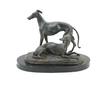 After Antoine-Louis Barye (1795-1875) French, Bronze Greyhounds Statue
