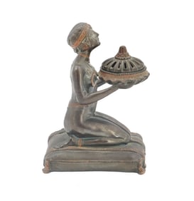 Louis V. Aronson (1869-1940) American, Art Deco Egyptian Revival Bronze Metal Incense Burner