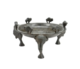 George Walbye (Born 1941) American, Bronze Pedestal Bowl with Buffalo