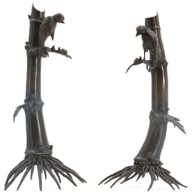 (2) Bronze Rodware Candle Stands