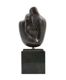 Robert Bain (1911-1973) Scottish, Bronze Abstract Sculpture Mother & Child