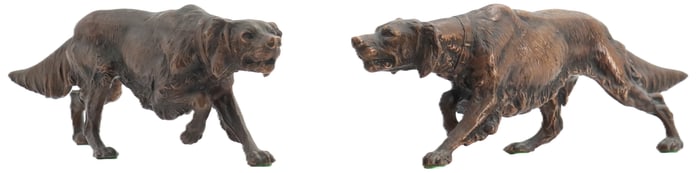 (2) Identical Bronze Setters Sculptures