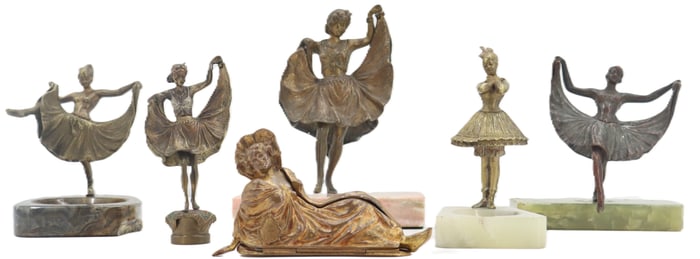 (6) Austrian Patinated Bronze 'Naughty' Articulated Mechanical Figurines