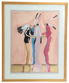 Sam English Sr. (Born 1942) Native American, Watercolor, "Beating the Tom Tom"