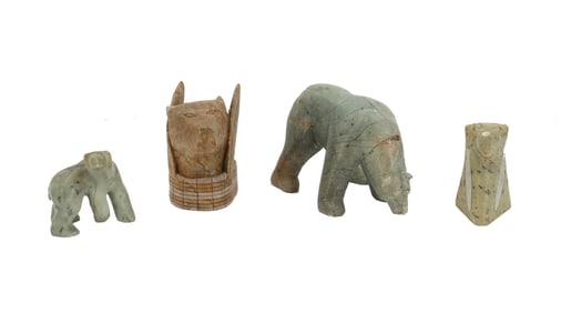 (4) Carved Stone Totems