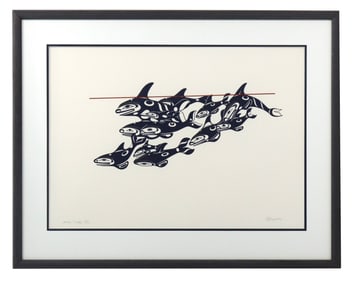 Barry Herem (Born 1941) Northwest Coast/American, Serigraph "Orca Tribe"