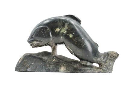 Signed Abraham Vintage Canadian Eskimo Art Carved Soapstone Figure