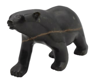 Inuit Eskimo Serpentine Stone Carved Polar Bear