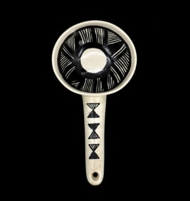 Contemporary Pueblo Anasazi-Style Ceramic Rattle Ladle