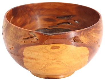 Vintage Hand Crafted Signed Cedar Bowl