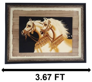 Egyptian Hand Painted Papyrus of Arabian Horses