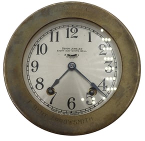 Heavy Brass Antique Ships Bell Clock from a Yacht