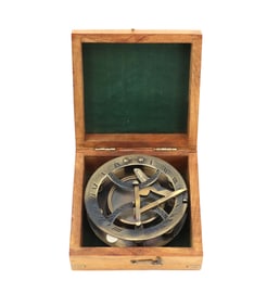 West London Brass Compass in Wood Box
